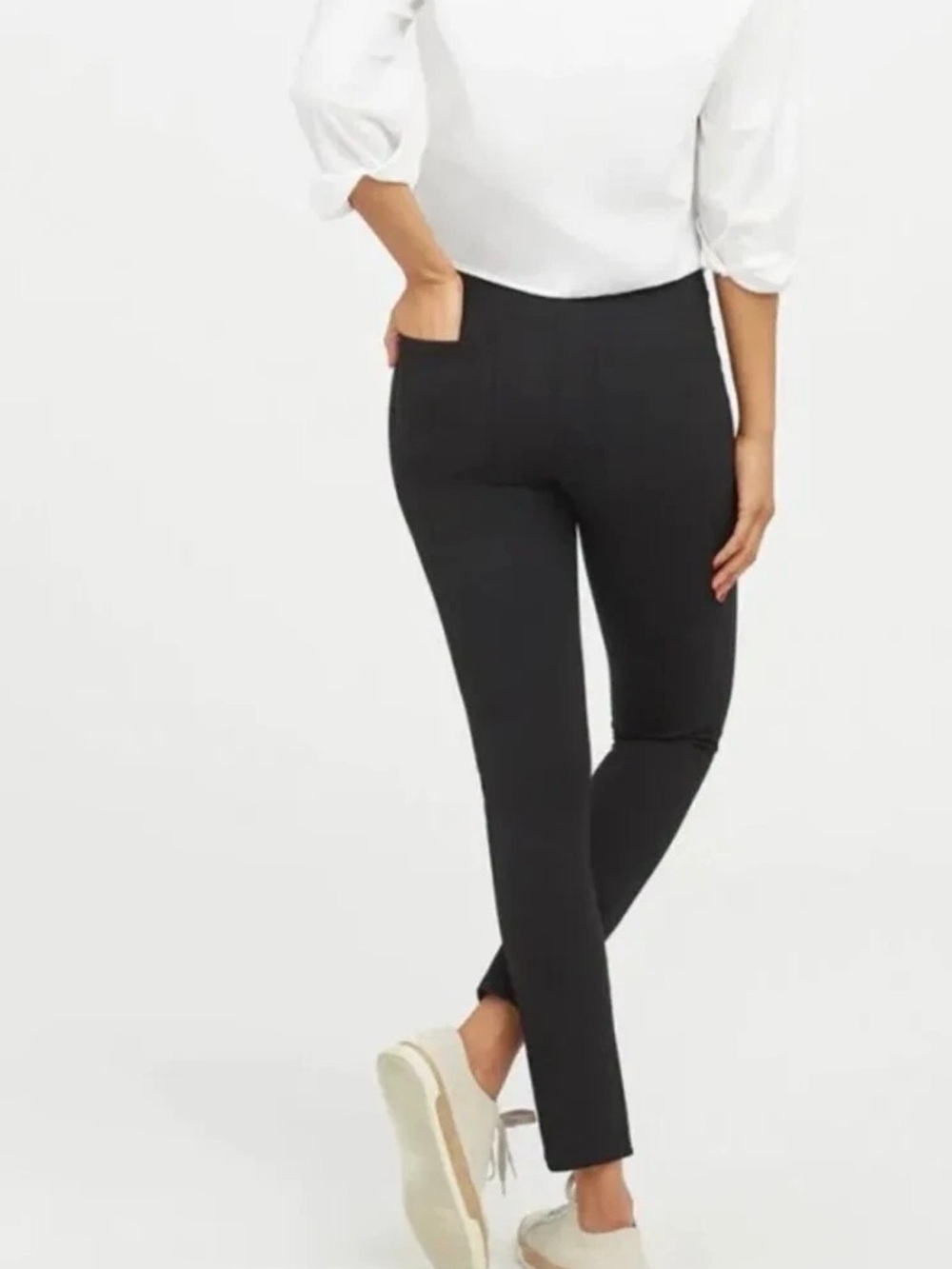 SPANX The Perfect Pant Ankle Pockets Ponte Black Leggings size medium